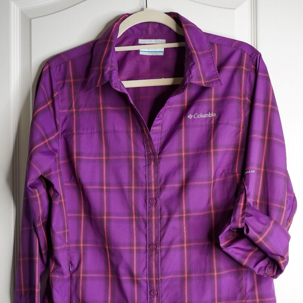 Columbia Omni-Shade Sun Protection purple/pink plaid - Women's Large